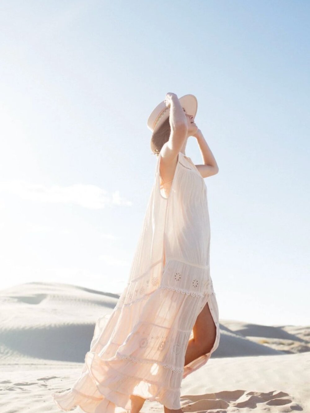 Free People Pretty Cozy Maxi Dress Ecru Boho Tiered Eyelet – Retail $198